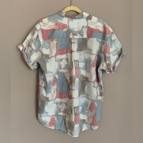 Vintage Patterned Lightweight Button Up T Shirt - Picture 2 of 7